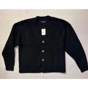 Cotton On Men's Cardigan Sweater Black V-Neck Long Sleeve Size S